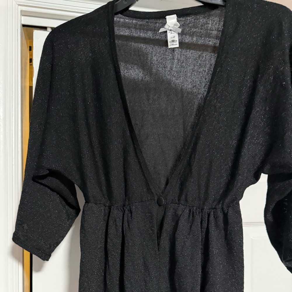Alaniz Black Women's 3/4 Sleeve Cropped Cardigans Sweater. - Picture 3 of 6